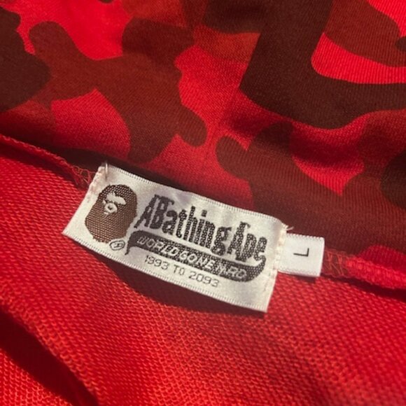BAPE Color Camo Shark Full Zip Hoodie Red - Picture 6 of 8